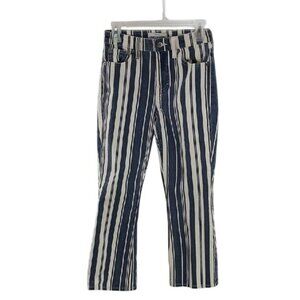 Lucky Brand Jeans Blue Striped Bridgette Mini Boot Cropped Womens Size 00